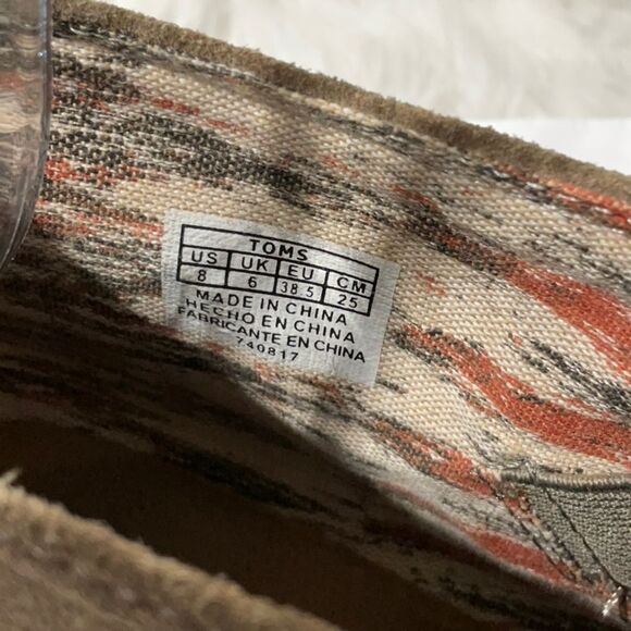 TOMS wedge booties suede lace up beige 740817 women’s sz 8 - Picture 5 of 11